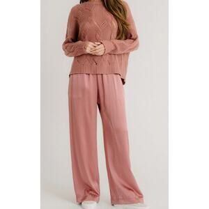 Sablyn Brynn Wide Leg Silk Pant in Desert Bloom Dusty Pink Women's sz. L